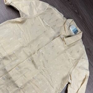 Kith Mens Short Sleeve Button Down Script Logo Jacquard Cream Small